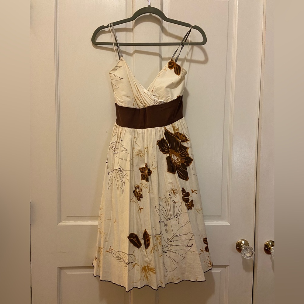 Y Apparel dress. Off white with brown print.